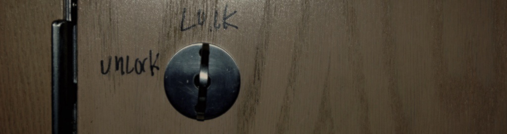 Unlock / Lock - user interface issue with bathroom doors at Microsoft, Redmond Campus, Redmond, Washington, USA